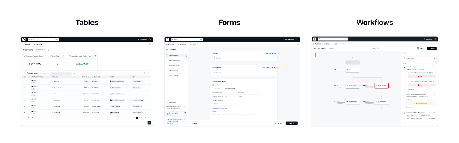 DOSS ARP provides out-of-the-box functionality you need with our Tables, Forms, and Workflows.