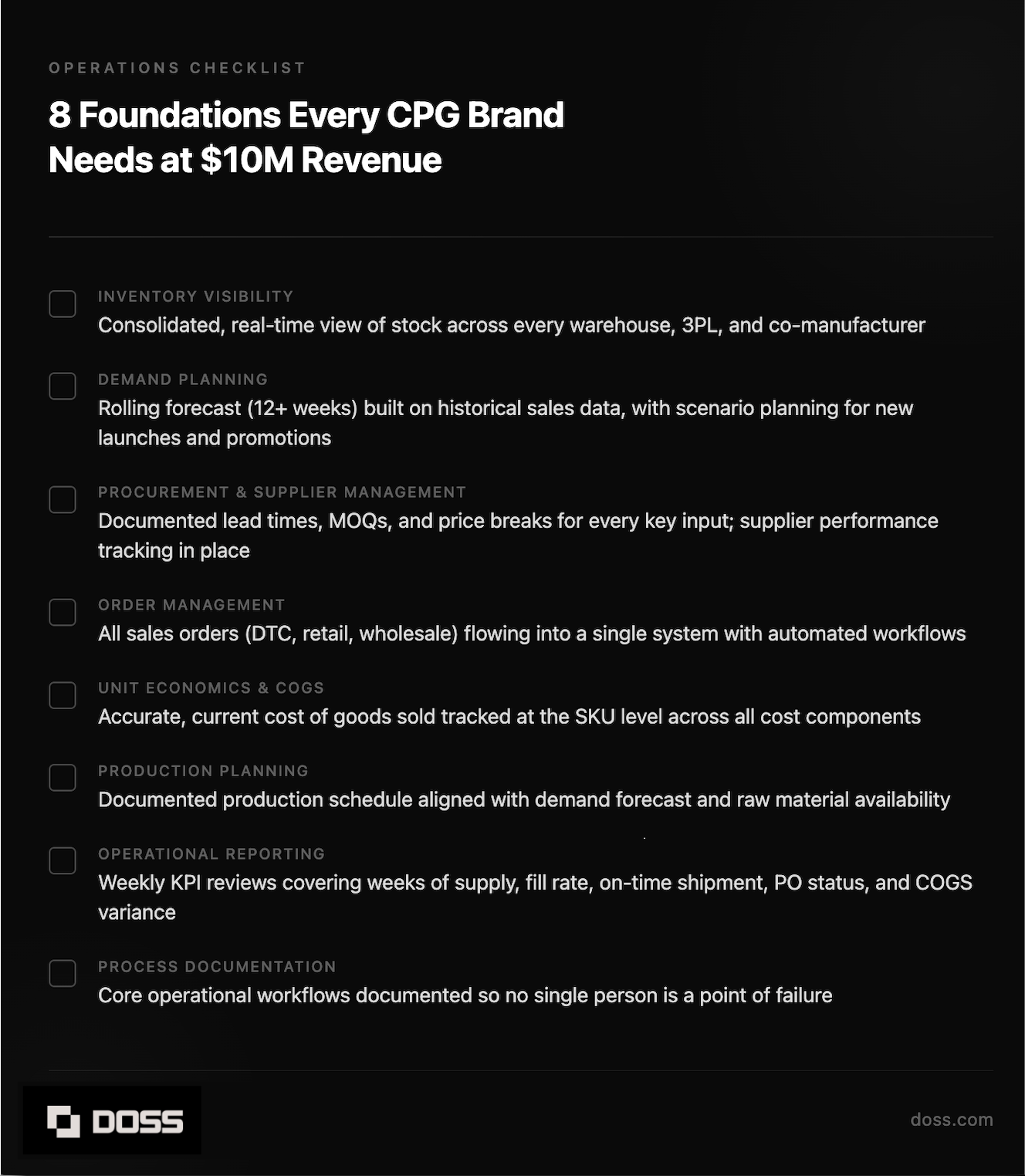 checklist for operations teams at cpg companies