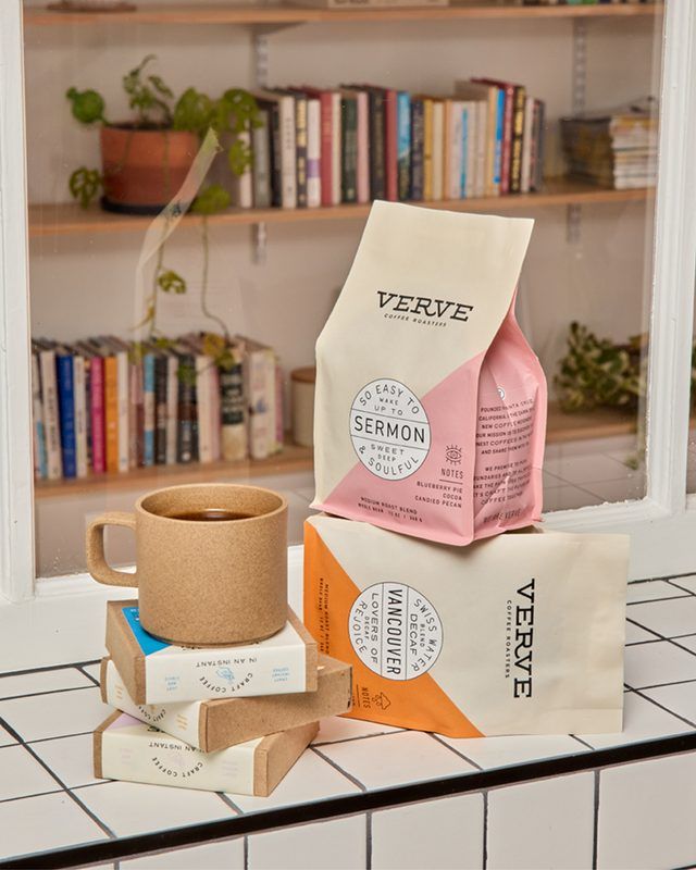 Verve coffee packaging on a kitchen counter